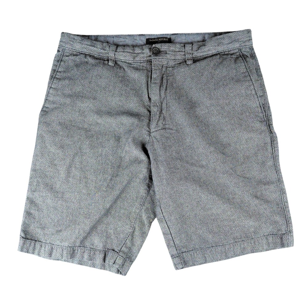 Banana Republic Mens Grey Cotton Micro Dot Chino Shorts Size 33 Regular Fit